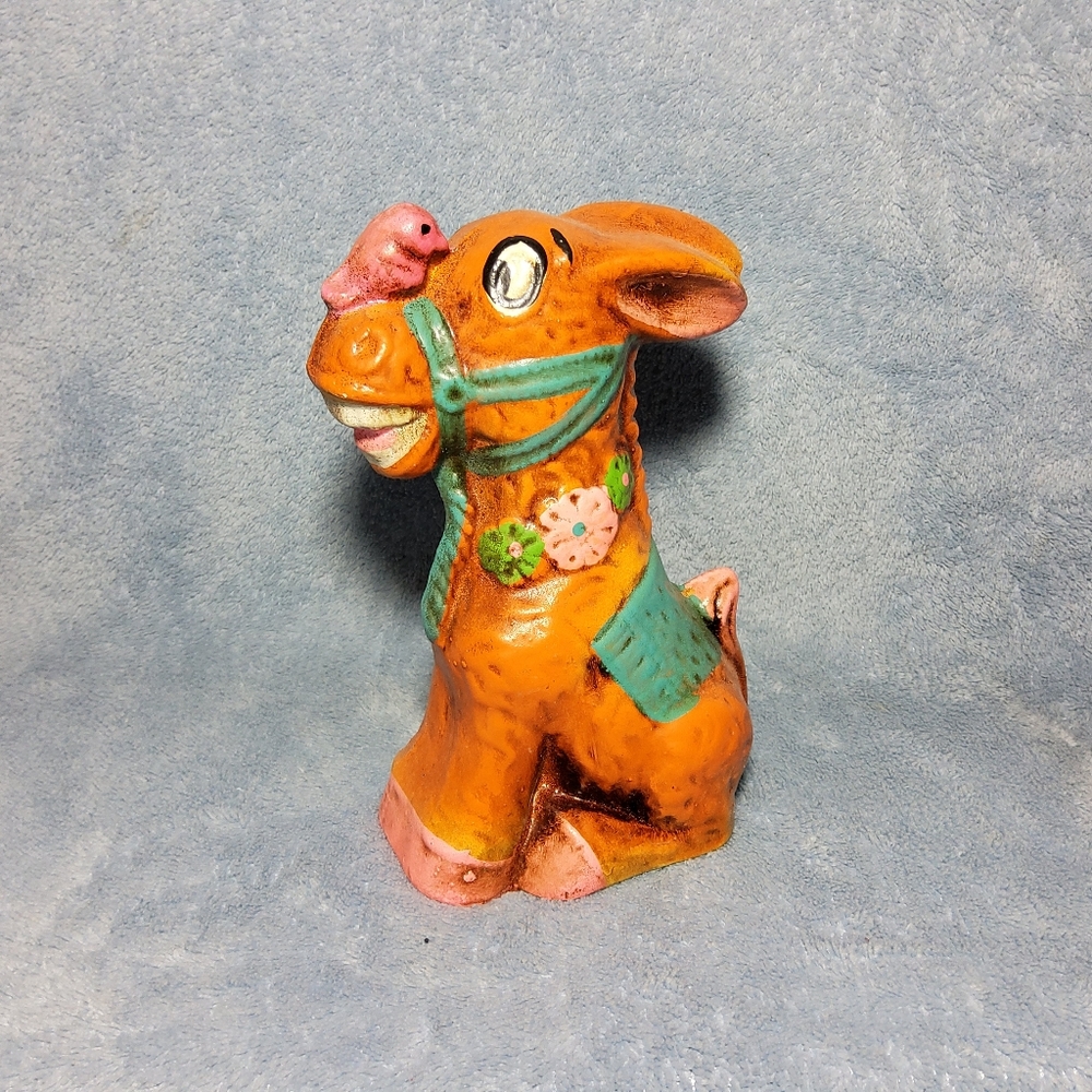 Vintage Napcoware Donkey Figurine Bank Hand Painted Anthropomorphic Kitsch MCM
